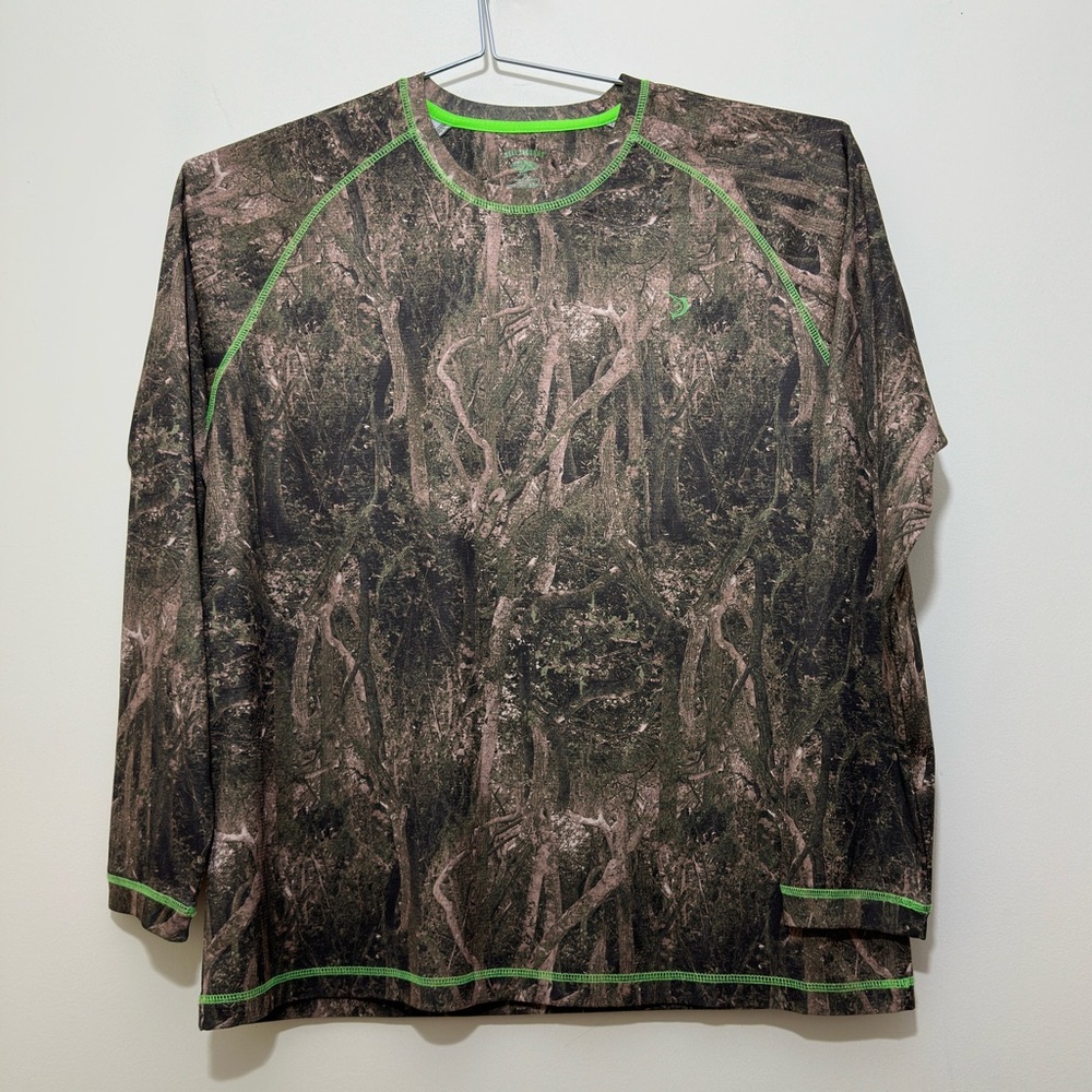 Reel Life Men’s Long Sleeve Camouflage Green & Brown Top | Size XL